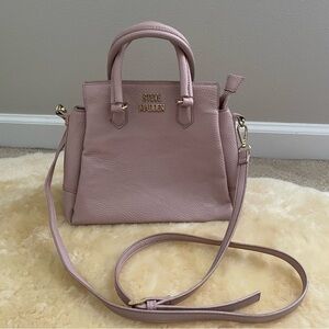 Steve Madden Bevelyn satchel crossbody bag in blush pink faux leather